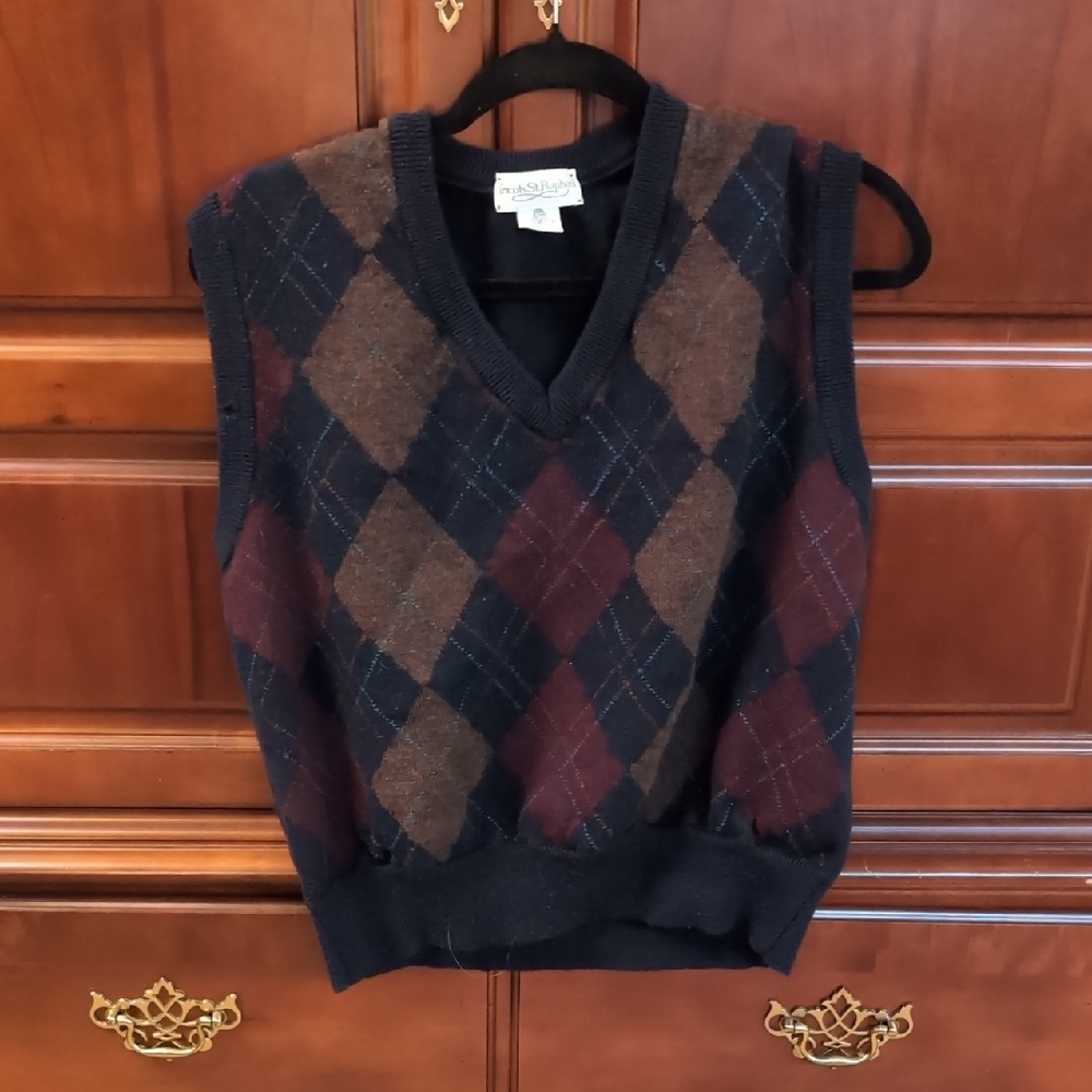 Vintage Argyle Patterned Sweater Vest